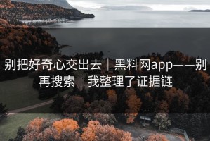 别把好奇心交出去｜黑料网app——别再搜索｜我整理了证据链