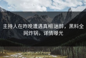 主持人在昨晚遭遇真相 迷醉，黑料全网炸锅，详情曝光