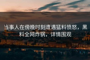 当事人在傍晚时刻遭遇猛料愤怒，黑料全网炸锅，详情围观