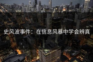 史风波事件：在信息风暴中学会辨真