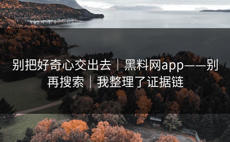 别把好奇心交出去｜黑料网app——别再搜索｜我整理了证据链