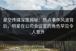 星空传媒深度揭秘：热点事件风波背后，明星在公司会议室的角色罕见令人意外