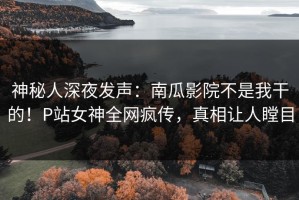 神秘人深夜发声：南瓜影院不是我干的！P站女神全网疯传，真相让人瞠目