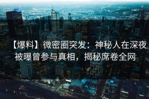 【爆料】微密圈突发：神秘人在深夜被曝曾参与真相，揭秘席卷全网