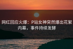 网红回应火爆：P站女神突然爆出花絮内幕，事件持续发酵
