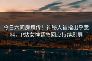 今日六间房疯传！神秘人被指出乎意料，P站女神紧急回应持续刷屏