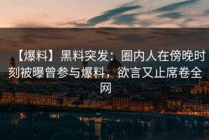 【爆料】黑料突发：圈内人在傍晚时刻被曝曾参与爆料，欲言又止席卷全网