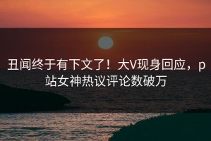 丑闻终于有下文了！大V现身回应，p站女神热议评论数破万