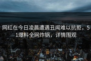 网红在今日凌晨遭遇丑闻难以抗拒，51爆料全网炸锅，详情围观