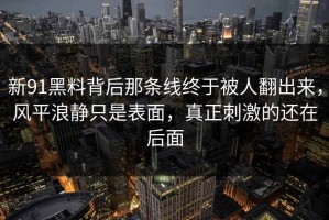 新91黑料背后那条线终于被人翻出来，风平浪静只是表面，真正刺激的还在后面