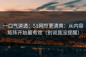 一口气讲透：51网想更清爽：从内容矩阵开始最有效（别说我没提醒）
