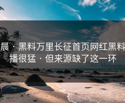 凌晨 · 黑料万里长征首页网红黑料传播很猛 · 但来源缺了这一环