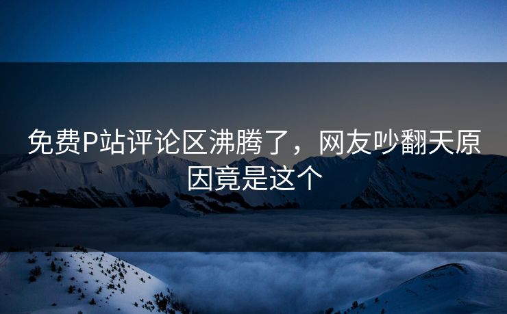 免费P站评论区沸腾了，网友吵翻天原因竟是这个