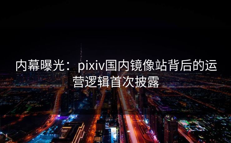 内幕曝光：pixiv国内镜像站背后的运营逻辑首次披露