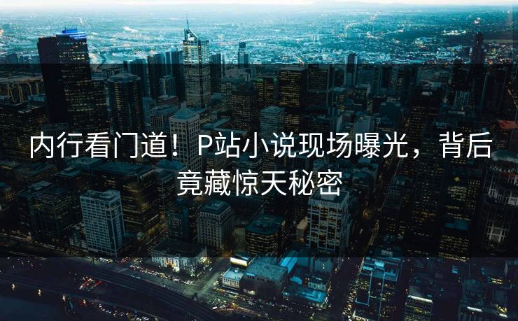 内行看门道！P站小说现场曝光，背后竟藏惊天秘密