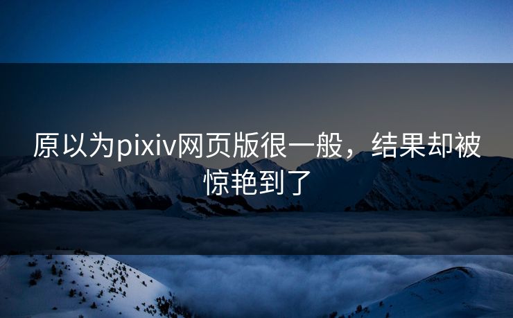 原以为pixiv网页版很一般，结果却被惊艳到了