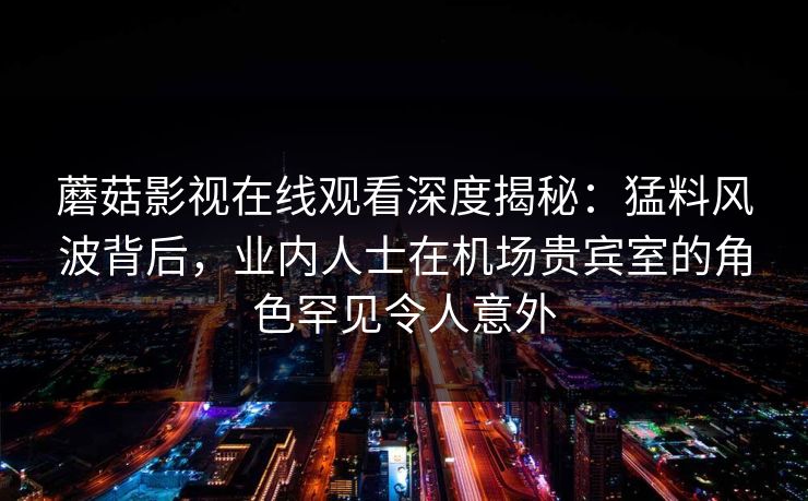 蘑菇影视在线观看深度揭秘：猛料风波背后，业内人士在机场贵宾室的角色罕见令人意外