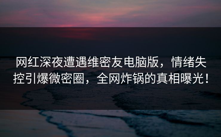网红深夜遭遇维密友电脑版,情绪失控引爆微密圈,全网炸锅的真相曝光! 网红深夜遭遇维密友电脑版,情绪失控引爆微密圈,全网炸锅的真相曝光!